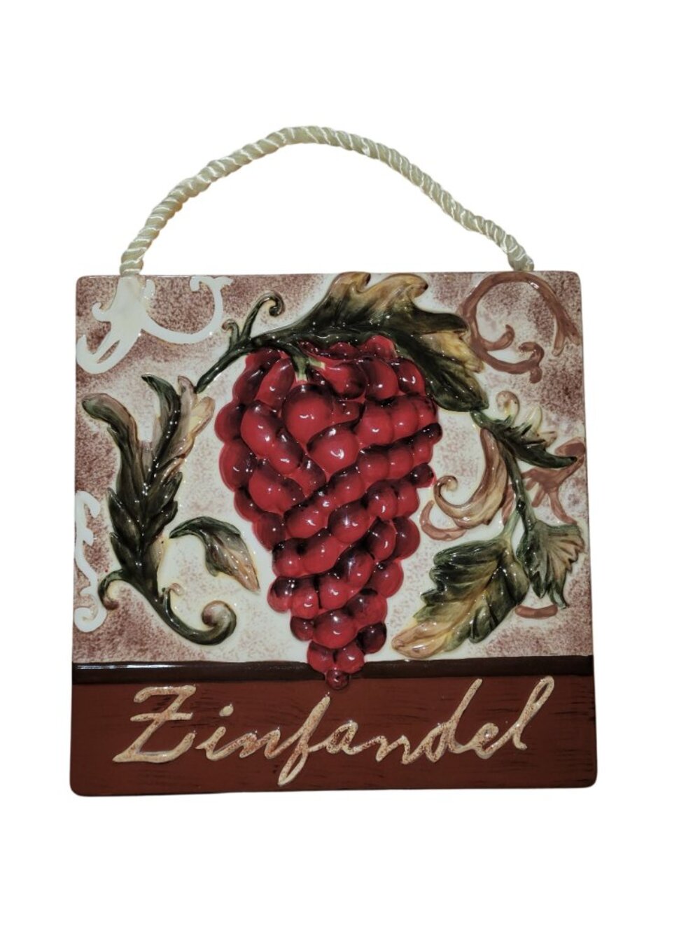 Farmhouse Kitchen Decor Wine Tiles Set/3 Tuscan Grape Plaques Hanging Art 6x6 - Picture 4 of 6